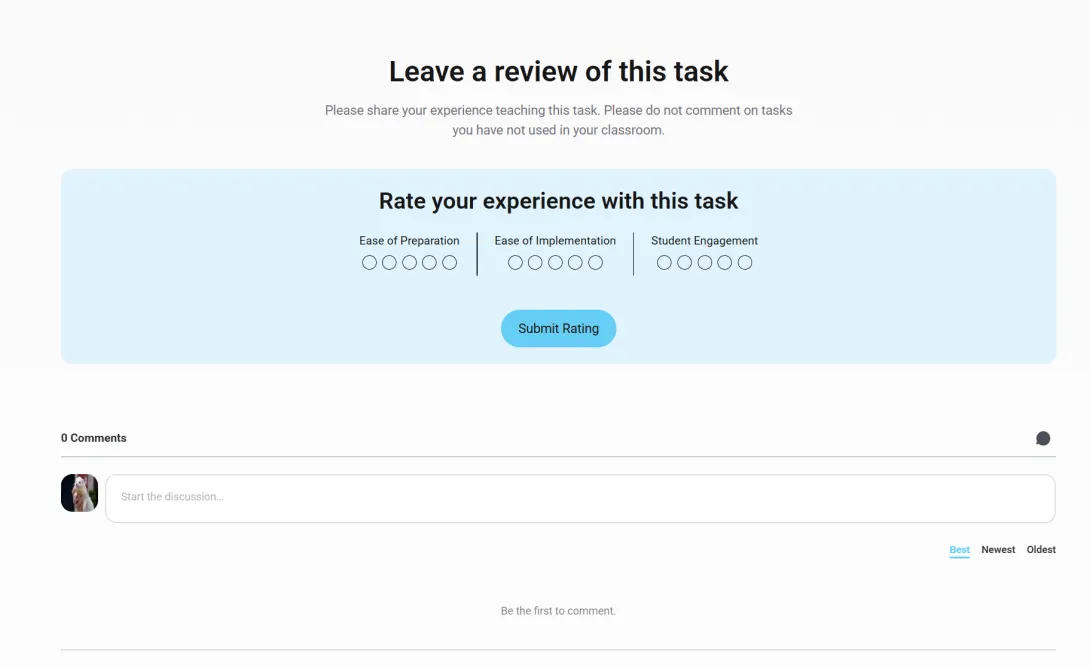 The Leave a review section